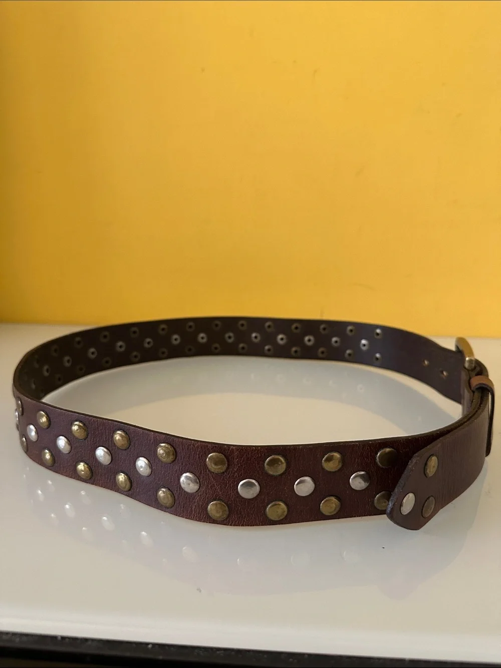 Calvin Klein Jeans Vintage Brown Studded Leather Belt Unisex